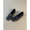 Zapatos planos retro franceses de piel de oveja para mujer, mocasines elegantes de punta redonda sin cordones, zapatos casuales cómodos y versátiles