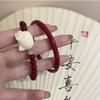Pulsera de Gato Linda de Cuentas Color Cinabrio, Estilo de Nicho, Pulsera Nueva Estilo Chino, Pulsera Retro Versátil de Moda Nueva