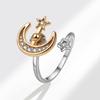 Anillo Transfronterizo Caliente de Estrella y Luna Moda Europea y Americana Anillos de Estrella y Luna para Mujer Descompresión Anti-ansiedad Anillo Abierto