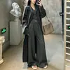 Conjunto de Cardigan Vest de Tricô Simples de Alta Qualidade com Calça Wide Leg Moda Outono Inverno Estilo Preguiçoso Temperamento Conjunto de Três Peças