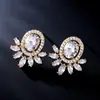 Pendientes Retro de Gran Venta Transfronterizos, Pendientes de Flor de Circonita, Pendientes Sencillos de Lujo Ligero y Alta Gama Estilo Francés para el Día a Día