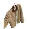Chaqueta de trabajo estilo granero americano para hombre, chaqueta corta retro vintage de otoño/primavera con cuello baseball Detroit