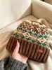 Gorro de Invierno con Capucha para Mujer para Personas de Mediana Edad y Mayores, Gorro de Punto de Terciopelo Plus para Mamá con Calentador de Cuello para Ciclismo, Gorro de Punto Cálido y a Prueba de Viento
