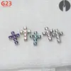 Brincos de Cruz de Liga de Titânio F136 com Zircônia G23 Titânio Rosca Externa Zircônia Unha de Lábio Unha de Osso da Orelha Acessórios de Joia Cabeça