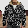 Chaqueta de Algodón Gruesa con Forro Polar, Estilo Étnico, Doble Bolsillo, Doble Capa Interior, Cremallera y Bolsillos de Parche, Patrón Transfronterizo 2025, para Abrigo