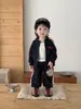 Conjunto Deportivo Estilo Chino para Bebé Otoño Niños y Niñas Chaqueta con Cuello Alto y Cremallera Pantalones Deportivos Conjunto de Dos Piezas Ropa Infantil