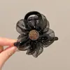 Pinza de Pelo de Malla de Alta Gama con Flor de Pedrería para Mujer 2024 Nuevo Clip de Tiburón Horquilla para Cola de Caballo Alta Clip para la Parte Posterior de la Cabeza