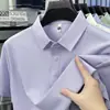 Camiseta de Manga Curta 7A de Seda Gelada para Homens, Novo Estilo de Verão Casual para Homens de Meia-Idade e Idosos, Camisa Polo de Alta Qualidade