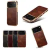 Adecuado para iPhone 18 Pro Max Funda para Teléfono Móvil de Cuero Genuino Encerado y Aceitado con Bordes Suaves de TPU Funda Protectora para Samsung S26U