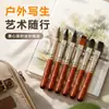 Set de 6 brochas mixtas personalizadas con cerdas de nailon para pintar muñecas de yeso, pintura al óleo digital y coloración acrílica