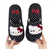 Pantuflas de tela para casa de gato Hello Kitty para mujer, pantuflas lindas de dibujos animados para invitados, pantuflas de algodón para todas las estaciones, antideslizantes para pisos de madera