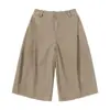 Pantalones Cortos Anchos Acampanados Retro Americanos para Hombre, Estilo Street Punk, Diseño Plisado, Cintura Semi-Elástica, Shorts Casuales
