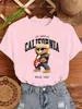 Camiseta Estampada de Oso Guitarra Cuervo Ídolo Letras para Mujer Verano Versátil Cuello Redondo Hip-Hop Manga Corta Mujer