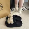 En Stock, Lindas Pantuflas Peludas de Oso para Dedos de los Pies para Mujer para Usar Afuera en Otoño e Invierno, Nuevos Mocasines de Moda con Protección de Terciopelo