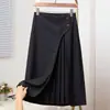 Saia Casual Plissada Solta com Cintura Elástica, Novo Estilo Primavera 2026, Tamanho Plus para Mulheres, Saia Simples de Jeans