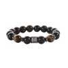 Pulsera de cuentas de cristal de ágata negra estilo ins europeo y americano, pulsera tejida a mano con piedra de ojo de tigre, joyería de mano todo en uno para mujer, venta al por mayor