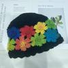 Mori-estilo Double-layer Handmade Crochet Color Flower Wool Hat Crianças Outono e Inverno Niche Fashion Sweet Knitted Pullover Chapéu