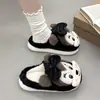 Chinelos de algodão antiderrapantes, pelúcia silenciosa, estilo cartoon fofo para casa, modelo novo para mulheres, para interior 2026, chinelos de algodão com sola grossa para outono e inverno
