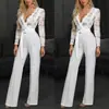 Ebay AliExpress 2021 Otoño e Invierno Europeo y Americano Nuevo sexy escote en V profundo encaje costura mono pantalón al por mayor mujer