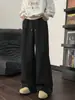 Pantalones de Pierna Ancha Estilo Americano Ajuste Limpio para Hombre Otoño e Invierno Pantalones Gruesos de Cachemir Pesado Pantalones Rectos Sueltos Casuales para Hombre