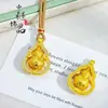 Tienda de Oro Mismo Estilo Oro Antiguo Incrustado con Diamantes, Calabaza Colgante de Nube Auspiciosa y Carácter de Bendición, Versátil Colgante de Calabaza de Fortuna y Prosperidad Nuevo Chino