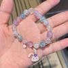Pulseira Infantil de Cristal Colorido Estilo Novo Japonês e Coreano Transfronteiriça Fofa para Estudante Feminina Liga de Zinco Cartoon Pulseira de Contas de Vidro