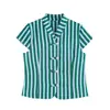 Venta al por mayor para comercio exterior 2026 Moda europea y americana casual top de rayas ajustado anudado + conjunto de pantalones largos para mujer B56331
