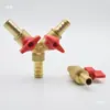 Válvula de tres vías de cuerno de carnero en espiga Tubo de gas Válvula de gas Válvula de tres vías con interruptor Conector de púas tipo Y Divisor de agua Gas