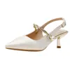 899 Fuxing Sandalias de Tacón Alto de Punta Fina para Mujer, Colección Primavera/Verano 2025, Nuevo Estilo Chino Nacional, Vestido Cheongsam, Espalda Descubierta