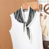 Pañuelo Triangular Fresco Floral Estilo Coreano, Bufanda Fina de Seda de Verano para Niñas, Lazo para el Cabello, Pañuelo para el Cuello, Protector de Cuello, Chal