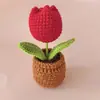 Novos Ornamentos de Mesa de Lã Tricotada Feitos à Mão com Tulipa de Cabeça Grande e Gorda Flores de Tulipa em Vaso Crochê