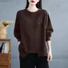 Sudadera de talla grande 2-300 Jin con cuello redondo irregular para mujer, Otoño Invierno, Nueva, Elegante, Retro, Holgada, Cubre Vientre, Top Adelgazante