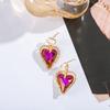 Pendientes Europeos y Americanos de Nuevo Estilo con Bordes Retorcidos de Vidrio en Forma de Corazón de Melocotón Pendientes con Forma de Corazón Pendientes de Lujo Accesible Exquisitos de Gama Alta