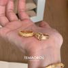 ¡Súper pesado! Anillo Guofeng Lujo Ligero Vintage Oro Alambre Cepillado Índice Retro para Mujer Apertura
