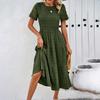 Ropa de Mujer Transfronteriza Primavera y Verano 2025 Comercio Exterior Color Sólido Elegante Vestido Hueco Estación Independiente de Mujer