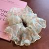 Diadema coreana esponjosa de encaje de malla con banda elástica, pequeña, fresca, floral de gran tamaño, liga para el cabello de alta gama para mujer, accesorio para la cabeza