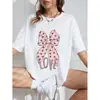 Camiseta de Algodão com Laço 180G Moda Transfronteiriça Roupa de Verão para Mulheres