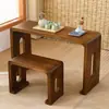 Mesa e Tamboretes Guqin Feitos de Madeira Maciça de Paulownia Queimada, Mesa de Caligrafia Chinesa Zen, Mesa de Chá Estilo Antigo, Mesa e Tamboretes Guqin de Ressonância