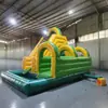 Castillo inflable simple con tobogán, temática de jungla de cocoteros, trampolín inflable pequeño para interiores, equipo de juegos para padres e hijos