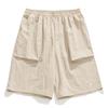 Pantalones Cargo de Bolsillo con Solapa Estéreo para Hombre Shorts de Cargo Verano Nuevo Retro Sueltos Bordados Casuales Pantalones de Cinco Puntos Q