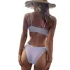 Aliexpress Moda Praia de Verão para Mulheres 2026 Atacado Cor Sólida Cintura Alta Triângulo Sexy Conjunto Biquíni Duas Peças Praia
