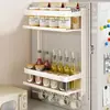 Estante de Almacenamiento Magnético para Refrigerador de Cocina con Portaespecias, Portarrollos de Papel de Cocina y Film Transparente, Gancho Doméstico sin Taladro