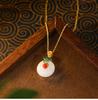 Novo Estilo Chinês Estilo Nacional Elegante Temperamento Elegante Wenwan Design de Nicho Xiangyun Ping An Fivela Imitação Hetian Jade Terno de Jóias Banhado a Ouro