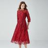 Marca bordado vestido feliz sogra casamento banquete vestido estilo ocidental ampla senhora barriga cobrindo vestido de noite para 200kg
