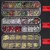60 Tipos de Decoraciones para Uñas, Caja Larga de Tiras con Remaches Deslumbrantes de Forma Irregular, Accesorios para Uñas de Aleación Marquise con Perlas al por Mayor