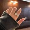 Anel Bolha Doce com Laço para Mulheres, Design de Nicho Exquisito e Elegante Anel Aberto Estilo Ins Anel para Dedo Indicador Tendência