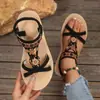 Nuevas Sandalias Planas con Cuentas Bohemias Tallas Grandes para Mujer 2026, Sandalias de Playa Estilo Étnico con Punta Abierta para Comercio Electrónico Transfronterizo en Wish