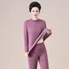 Conjunto de ropa interior térmica de fuente directa para otoño e invierno para mujeres de mediana edad y mayores, forrado de polar, talla grande, ropa interior térmica catiónica para madres mayores, entrega en invierno