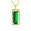 Kaiwei K oro rosa esmeralda rectangular colgante de diamante esmeralda verde coloreada turmalina verde diamante collar cristal