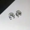 Brincos Ovais Vazados de Zircônia Super Brilhantes Estilo Coreano Design de Nicho Ear Cuff para Orelhas Não Perfuradas Brincos Versáteis de Personalidade